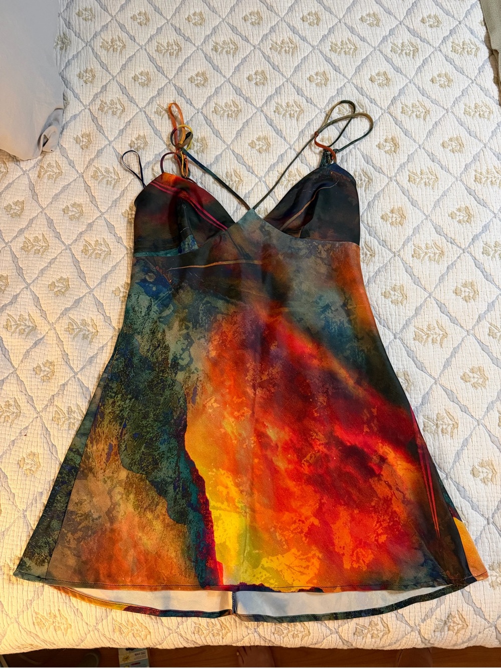 Urban Outfitters Multicolor Mini Dress with Red Orange Yellow Print